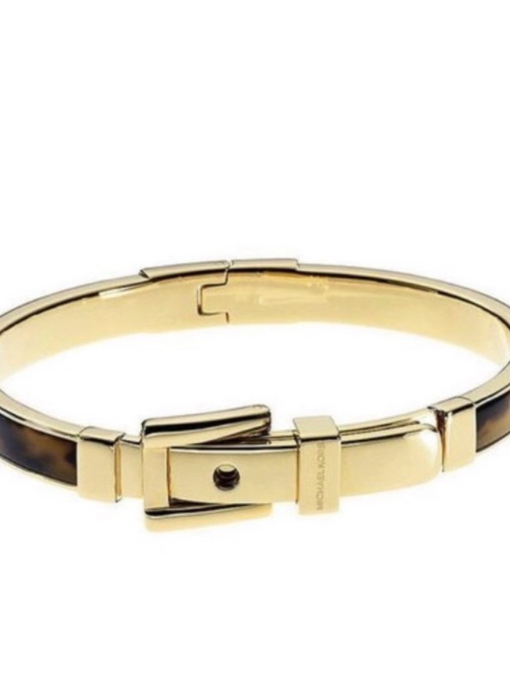 Michael Kors Gold and Tortoise Belt Buckle Bangle